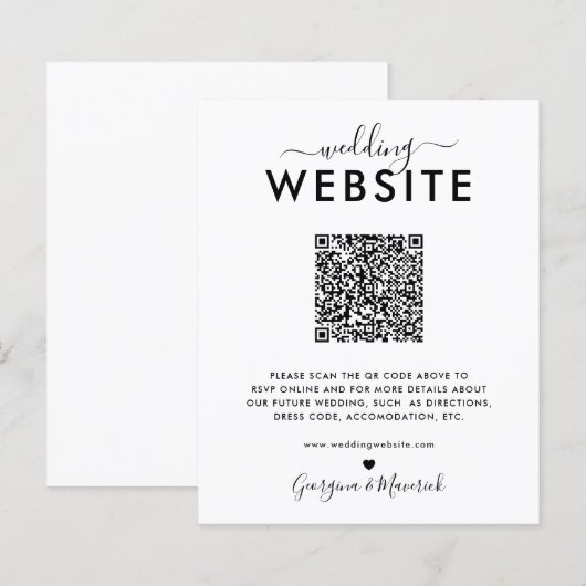 Budget QR-code RSVP Trouwwebsite Details (Voorkant / Achterkant)