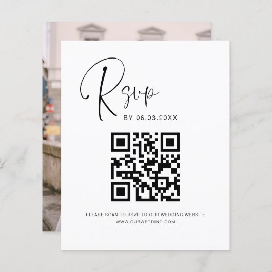 Budget QR Code RSVP Weduwfoto Website (Voorkant / Achterkant)