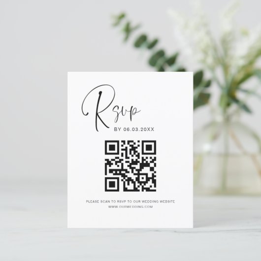 Budget QR Code RSVP Weduwfoto Website (Staand voorkant)