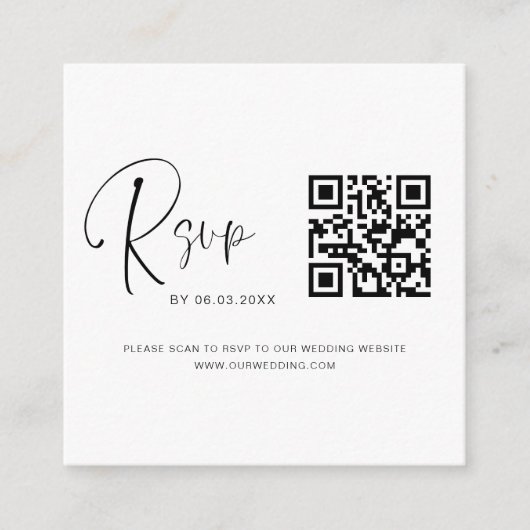 Budget QR Code RSVP Weduwfoto Website Informatiekaartje (Voorkant)