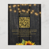 Budget QR-code rustieke zonnebloem trouwuitnodigin (Achterkant)