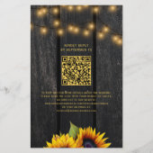Budget QR-code rustieke zonnebloem trouwuitnodigin Flyer (Achterkant)