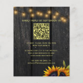 Budget QR-code rustieke zonnebloem trouwuitnodigin Flyer (Achterkant)