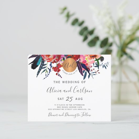 Budget QR CODE rustige elegante trouwuitnodiging (Staand voorkant)