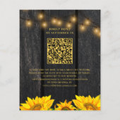 Budget QR code rustige sunflower bruiloft uitnodig (Achterkant)