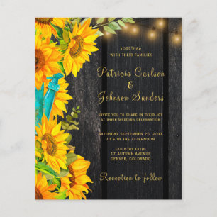 Budget QR code rustige sunflower bruiloft uitnodig