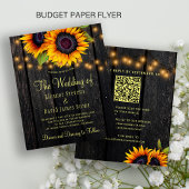 Budget QR code rustige sunflower bruiloft uitnodig Flyer