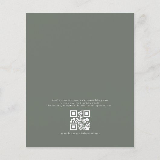 Budget QR Code Sage Green bruiloft uitnodiging Flyer (Achterkant)