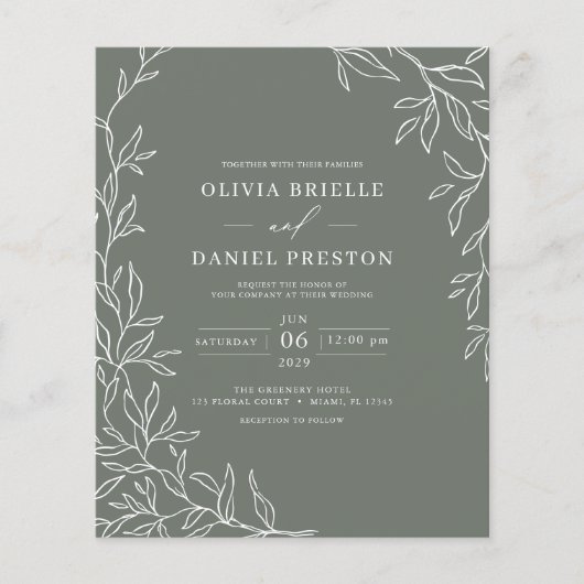 Budget QR Code Sage Green bruiloft uitnodiging Flyer (Voorkant)