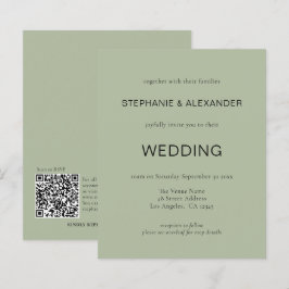 Budget QR Code Sage Green Wedding Invite