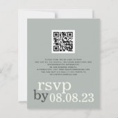 BUDGET QR code Sage Ivory Text Weddenschap Uitnodi (Achterkant)