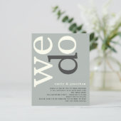 BUDGET QR code Sage Ivory Text Weddenschap Uitnodi (Staand voorkant)