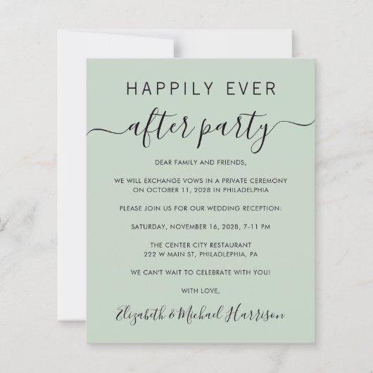 Budget QR Code Sage Wedding ReceptIon Uitnodiging (Voorkant)