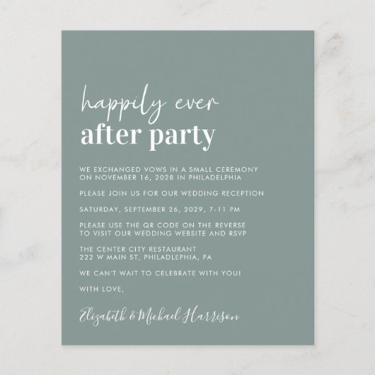 Budget QR Code Salie Groene bruiloft receptie Uitn (Voorkant)