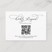 Budget QR Code Script Floral Dusty Blue Wedding Informatiekaartje (Voorkant)