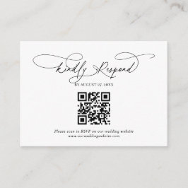 Budget QR Code Script Floral Dusty Blue Wedding Informatiekaartje