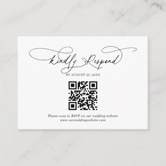 Budget QR Code Script Floral Dusty Blue Wedding Informatiekaartje (Voorkant)