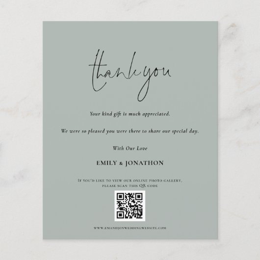 Budget QR Code Script Weddenschap Foto Sage Bedank (Voorkant)