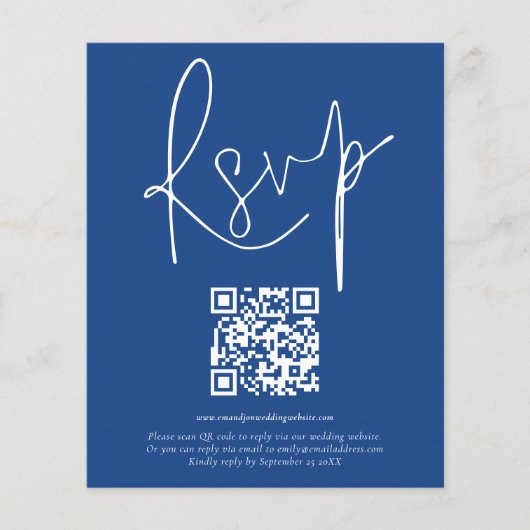 Budget QR Code Script Weduwend Blue RSVP (Voorkant)