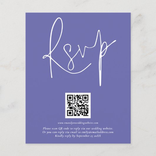 Budget QR Code Script Weduwend Blue RSVP (Voorkant)