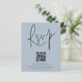 Budget QR Code Script Weduwend Dusty Blue RSVP (Staand voorkant)