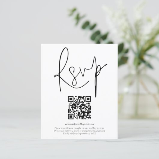 Budget QR Code Script Weduwnaar RSVP (Staand voorkant)