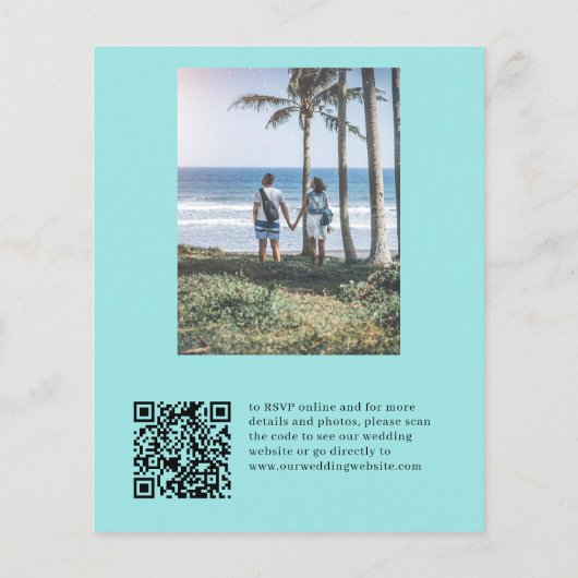 Budget QR CODE strandfoto bruiloft uitnodiging Flyer (Achterkant)
