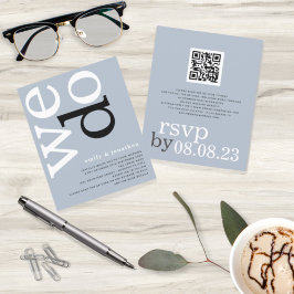 BUDGET QR code Stusty Blue Text Weddenschap Uitnod