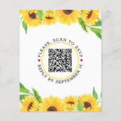 BUDGET QR code sunflower bruiloft uitnodiging (Achterkant)