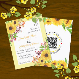 BUDGET QR code sunflower bruiloft uitnodiging