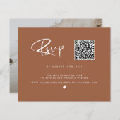 Budget QR Code Terra Cotta Photo RSVP Card (Voorkant / Achterkant)