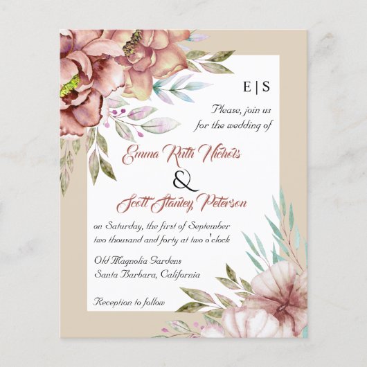 BUDGET QR code terracotta bruiloft uitnodiging (Voorkant)