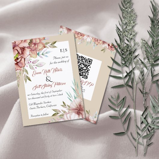 BUDGET QR code terracotta bruiloft uitnodiging