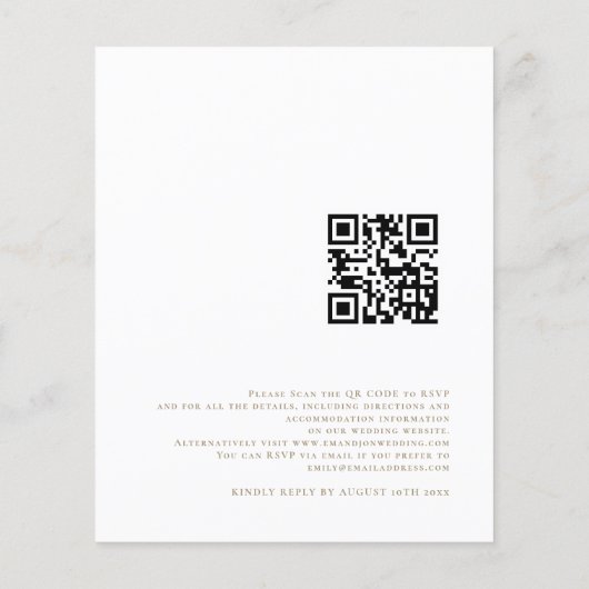 Budget QR Code Typografie Gold Wedding Invitation (Achterkant)