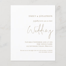 Budget QR Code Typografie Gold Wedding Invitation