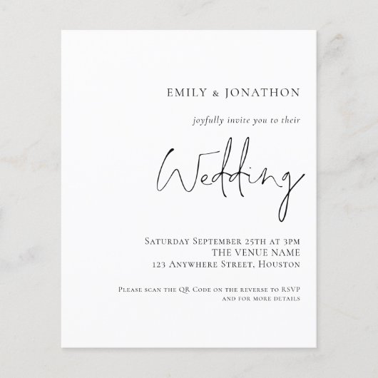 Budget QR Code Typografie Weddenschap (Voorkant)