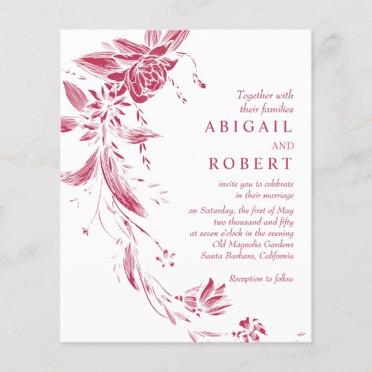 BUDGET QR code Viva magenta bruiloft uitnodiging (Voorkant)