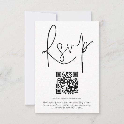 Budget QR-code voor bruiloft RSVP Kaart (Voorkant)