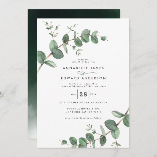 Budget QR code Waterverf Eucalyptus botanical Inv Kaart (Voorkant / Achterkant)