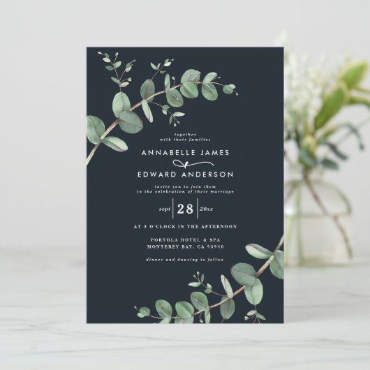 Budget QR code Waterverf Eucalyptus botanical Inv Kaart (Staand voorkant)