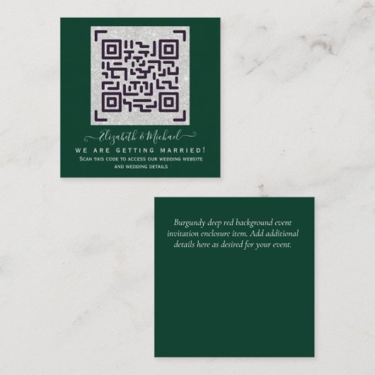 Budget QR-code website RSVP hotel huwelijksdetails Informatiekaartje (Voorkant / Achterkant)