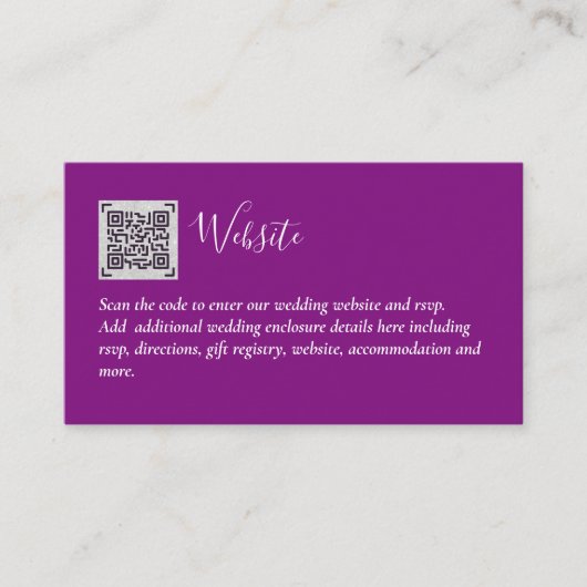 Budget QR-code website RSVP hotel trouwdetails Informatiekaartje (Voorkant)