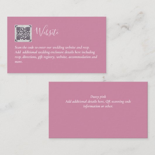 Budget QR-code website RSVP-hotel trouwdetails Informatiekaartje (Voorkant / Achterkant)