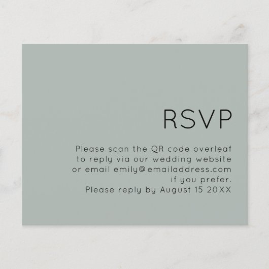 Budget QR Code Weddenschap Silvery Sage Green RSVP (Voorkant)