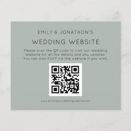 Budget QR Code Weddenschap Website Silvery Sage En (Voorkant)