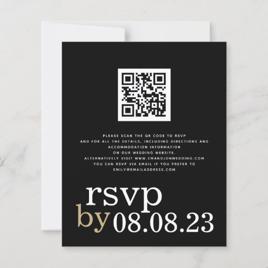 BUDGET QR Code White Gold Black Weduwen Uitnodigen (Achterkant)