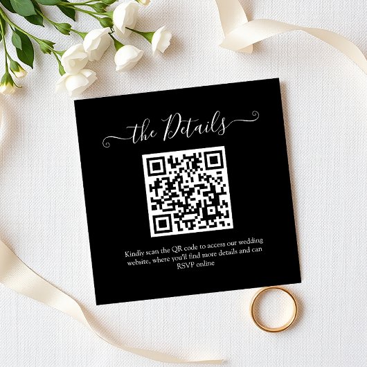 Budget QR Code Wit Script RSVP Trouwwebsite Informatiekaartje