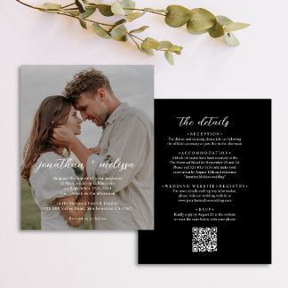 BUDGET QR-code Zwart Elegant Stijlvol Foto Bruilof