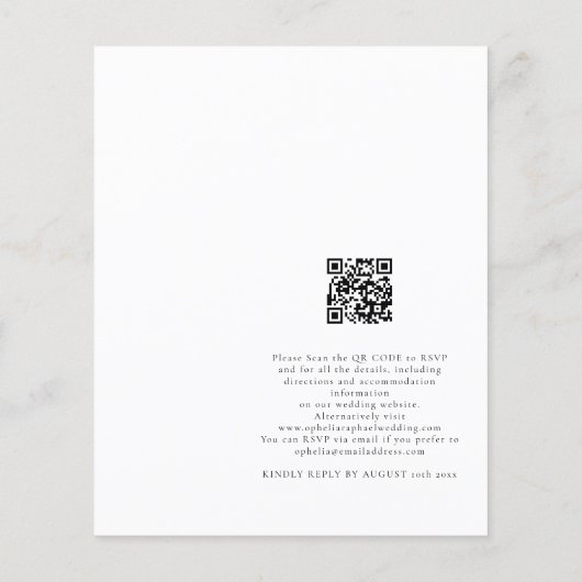 Budget QR Code Zwart Wit Boheems Bruiloft Uitnodig (Achterkant)