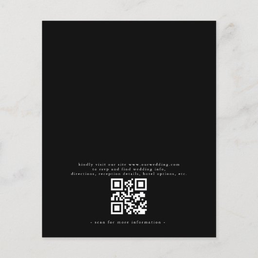 Budget QR Code Zwart-wit Uitnodiging voor het Huwe (Achterkant)